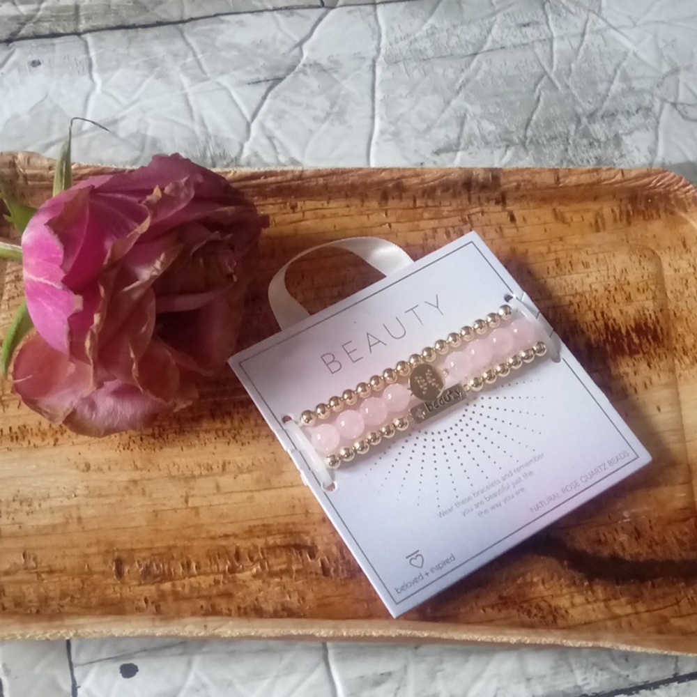 Natural rose quartz beads bracelet